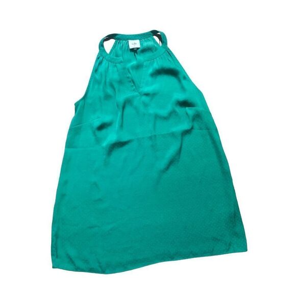 CAbi Green Lush Polka Swiss Dot Sleeveless Blouse Halter Top XS emerald - Picture 2 of 10